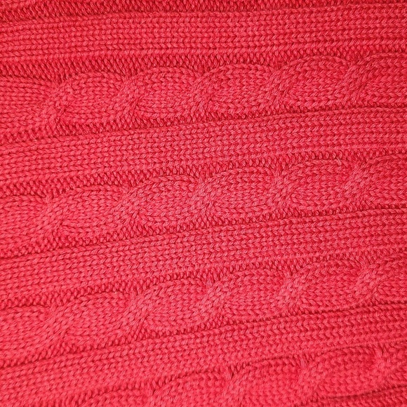 L.L. Bean Red Cable Knit Large Petite Cozy Classic Cotton - Picture 4 of 5